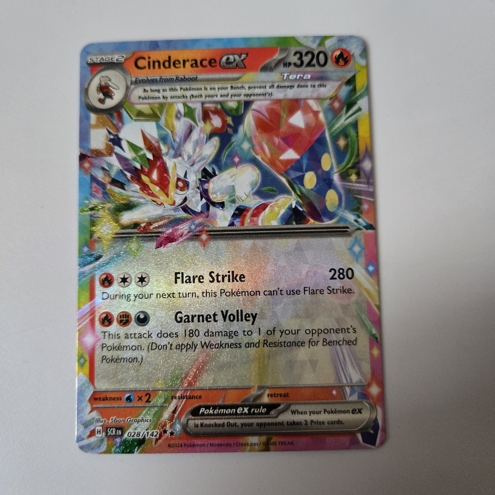 Cinderace ex #28 Pokemon Stellar Crown Holo Card